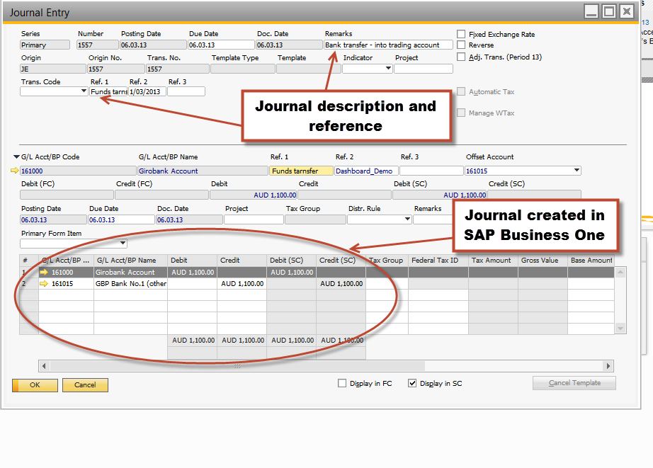 SAP Business One Journal Upload – MS Excel to SAP integration