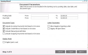 SAP Business One Dunning Document Parameters