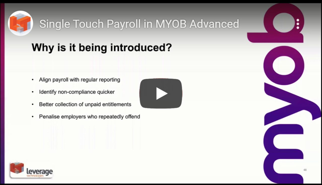 Single Touch Payroll in MYOB Advanced