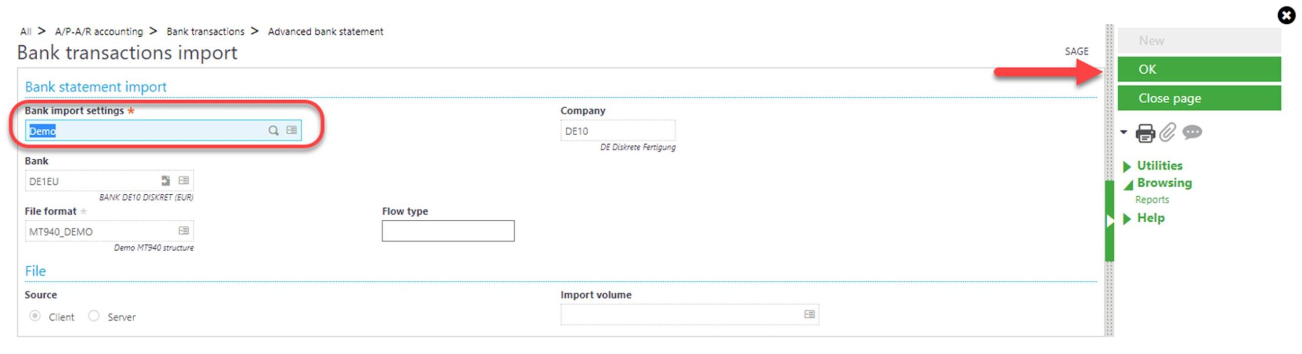 Import Bank statement into Sage X3