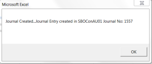 SAP Business One Journal upload from MS Excel