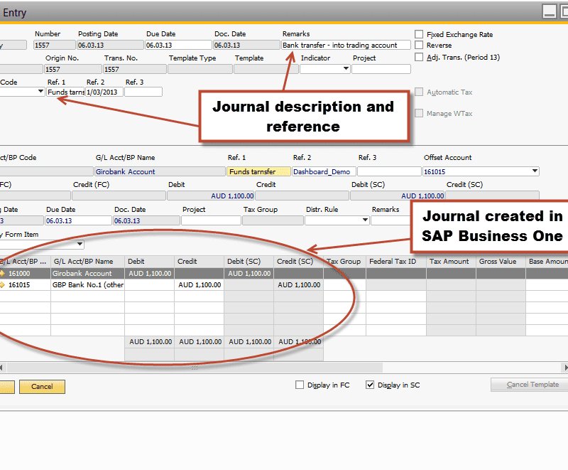 SAP Business One Journal upload from MS Excel