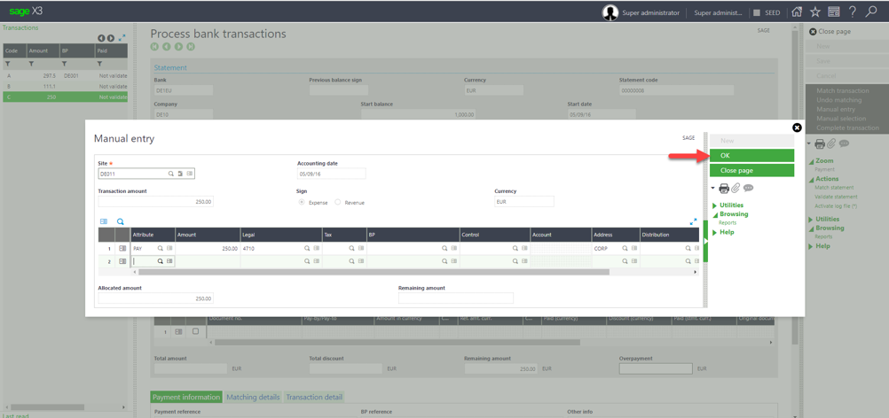 Sage X3 - Manual Entry