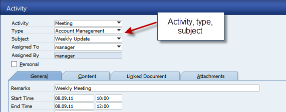 Recurring activities