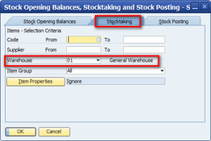 SAP Business One Stock Take