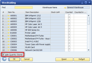 SAP Business One Stock Take