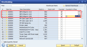 SAP Business One Stock Take