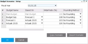 finance module budget scenarios - setup