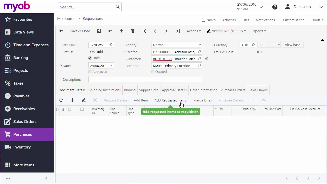Creating Requests and Requisitions