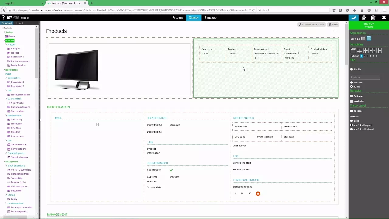 Customise new data views