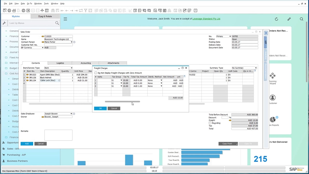 General ledger dimensions and cost centres