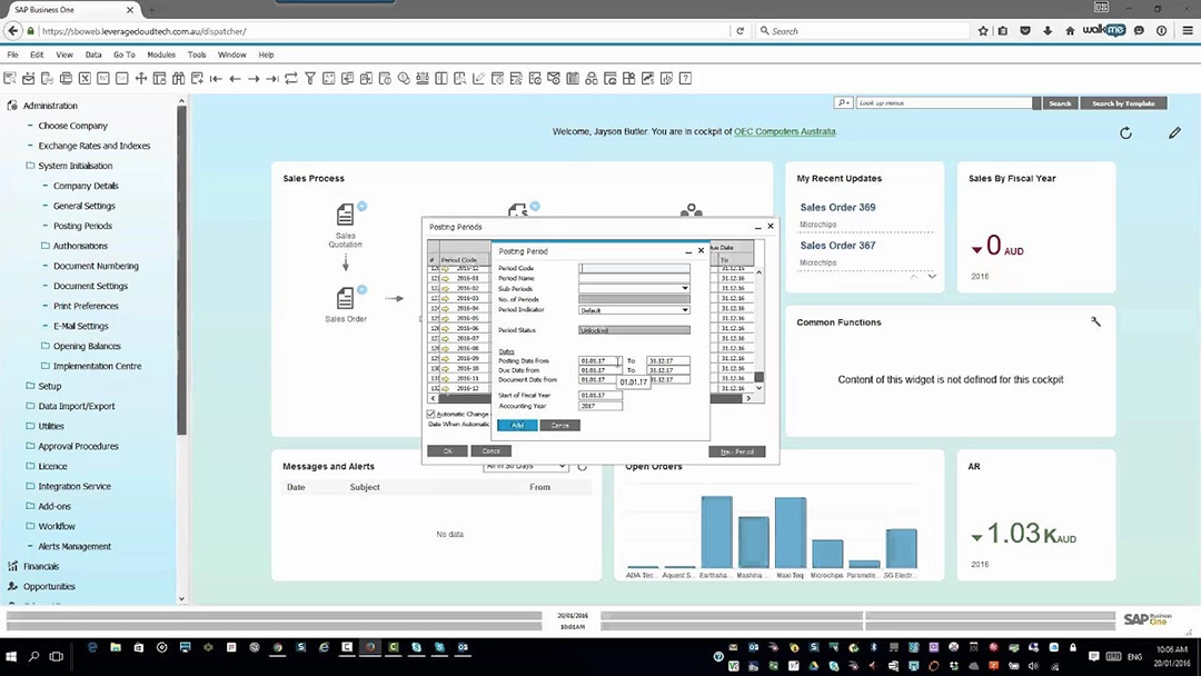 Setting up financial periods